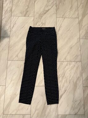 Takara Navy Slim Ankle Pants with White Micro Print